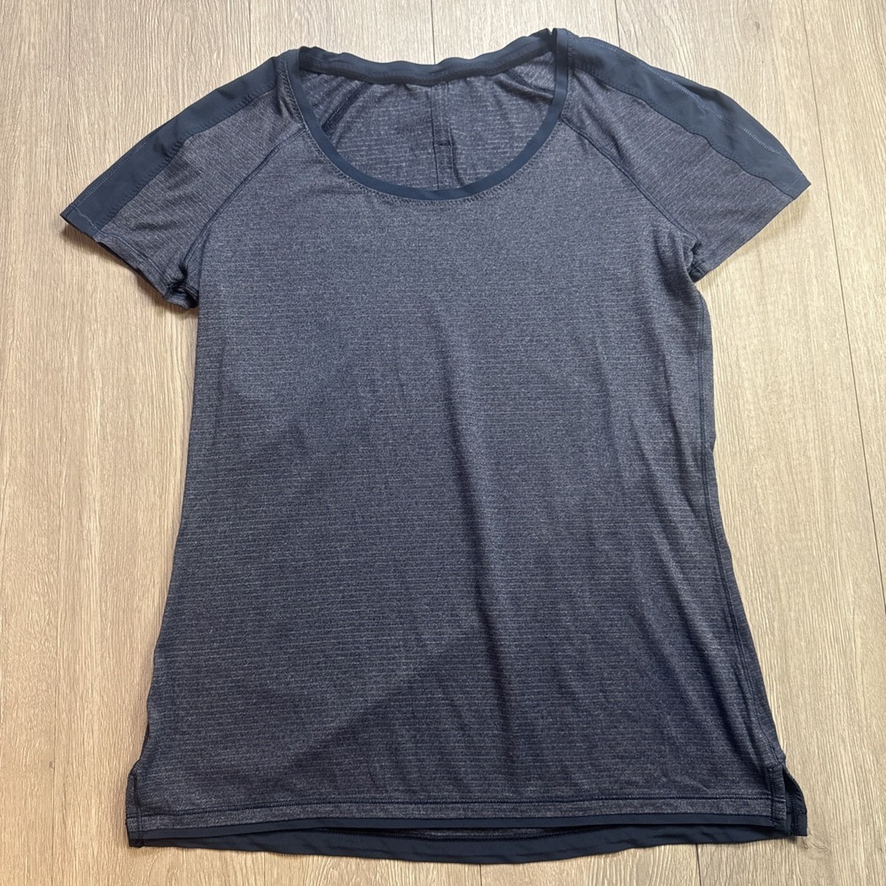 LULULEMON Swift T Shirt Scoop Neck Blue Active Stretch Running Gym Yoga Sz 6 ?